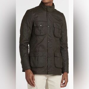 $475 NWT Barbour Corbridge Waxed Jacket L Olive Green Men's Field Rain Coat